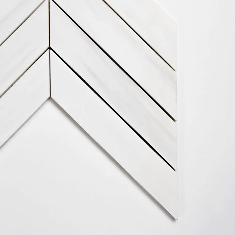 Bianco Dolomiti Honed Trapeze Marble Mosaics 10x13