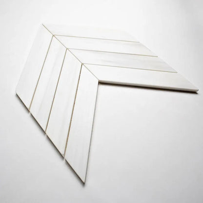 Bianco Dolomiti Honed Trapeze Marble Mosaics 10x13