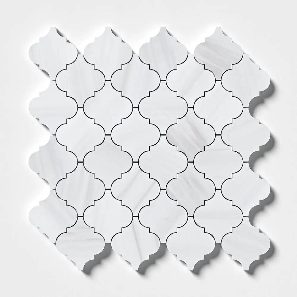 Bianco Dolomiti Polished Arabesque Marble Mosaics 12x12