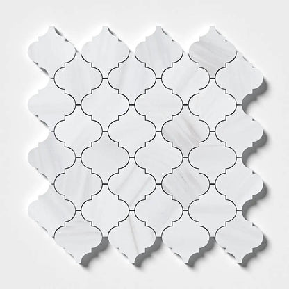 Bianco Dolomiti Polished Arabesque Marble Mosaics 12x12