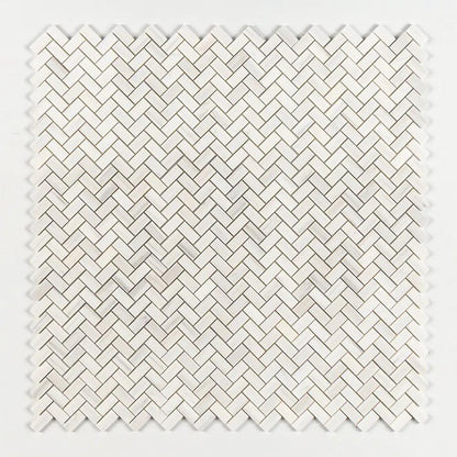 Bianco Dolomiti Polished Herringbone Marble Mosaics 12 1/8x13 3/8