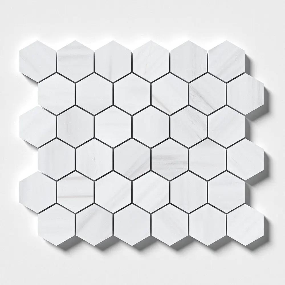 Bianco Dolomiti Polished Hexagon Marble Mosaics 10 3/8x12