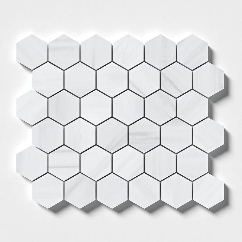 Bianco Dolomiti Polished Hexagon Marble Mosaics 10 3/8x12