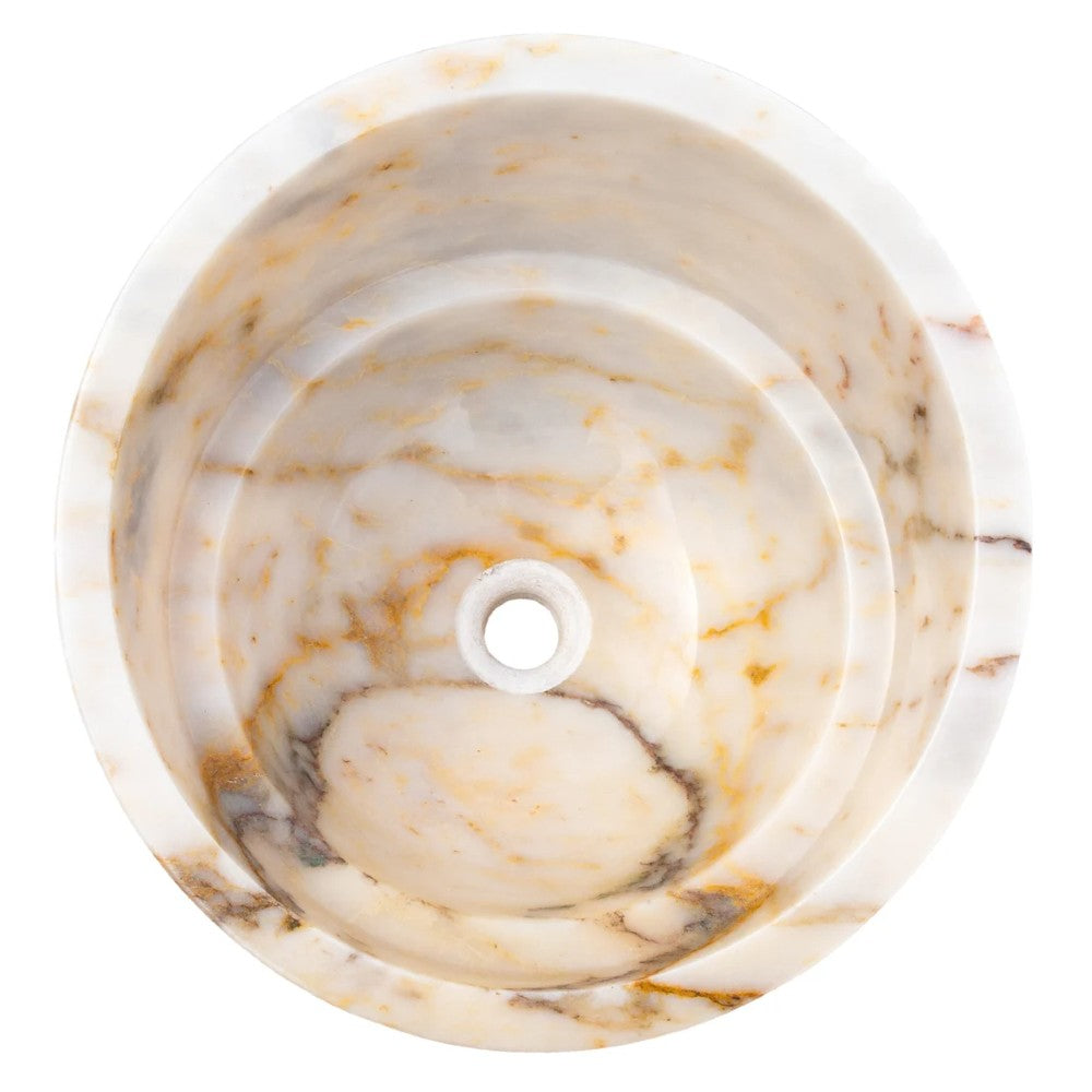 Bianco Giallo Marble Special Design Vessel Sink Bowl Polished  (D)16" (H)9"