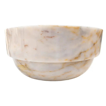 Handcrafted Giallo Marble Vessel Sink Beige 16 Inch Bathroom Bowl