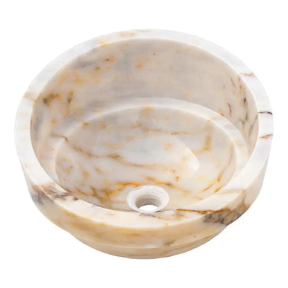 Handcrafted Giallo Marble Vessel Sink Beige 16 Inch Bathroom Bowl