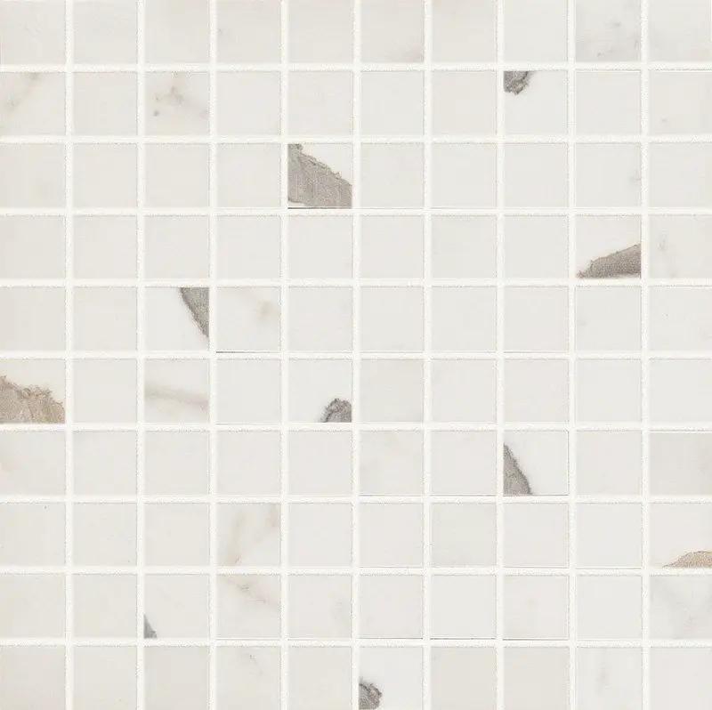 Bianco Statuario Gloss 1x1 Marble Look Porcelain Mosaics 12x12