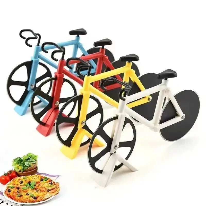 Bicycle stainless steel pizza cutter slicer set kitchen tool