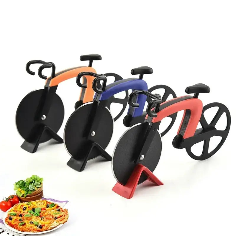 Bicycle stainless steel pizza cutter slicer set kitchen tool