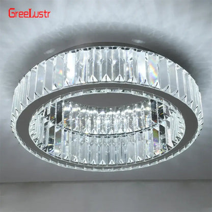 Big crystal round led dimmable chandelier for living room