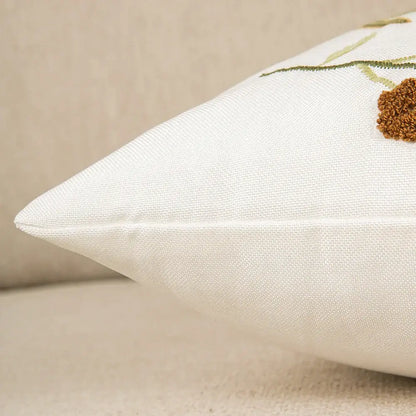 Bird embroidered cotton cushion cover living room floral pillow case