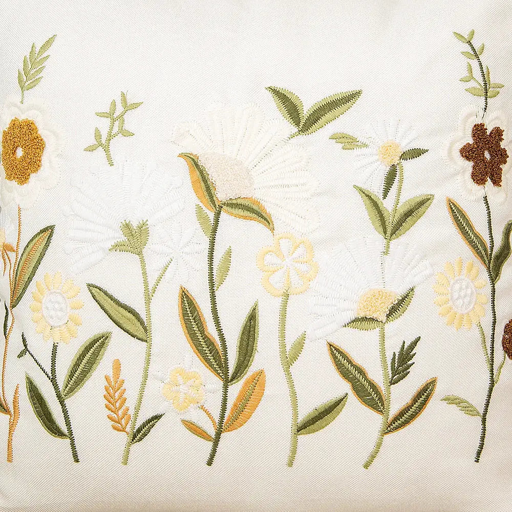 Bird embroidered cotton cushion cover living room floral pillow case