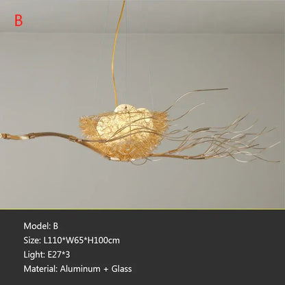 Bird nest led pendant light for dining room and cafe decor