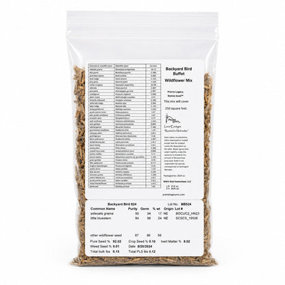 Backyard Bird Buffet Native Nebraska Wildflower Mix | 2.4 oz | Prairie Legacy Inc.