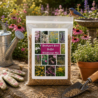 Backyard Bird Buffet Native Nebraska Wildflower Mix | 2.4 oz | Prairie Legacy Inc.