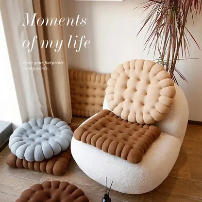 Biscuit sofa cushion cream fluffy cookie decor for living room