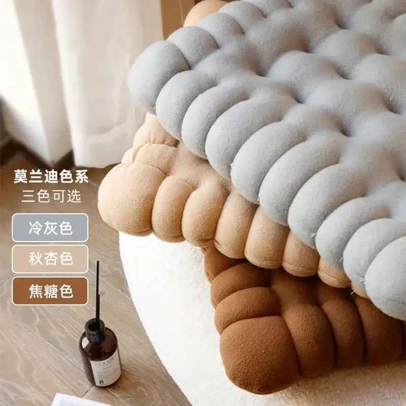 Biscuit sofa cushion cream fluffy cookie decor for living room