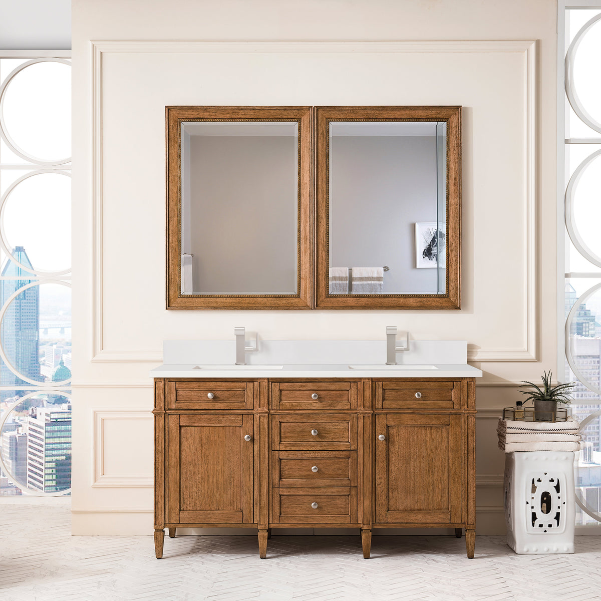 James Martin Brittany 60" Double Bathroom Vanity, Saddle Brown