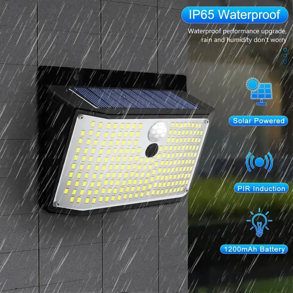 Black 208 led solar outdoor motion sensor waterproof garden lights
