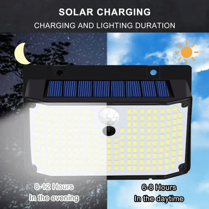 Black 208 led solar outdoor motion sensor waterproof garden lights