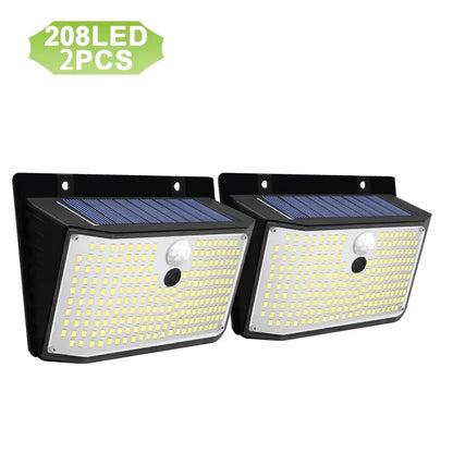 Black 208 led solar outdoor motion sensor waterproof garden lights