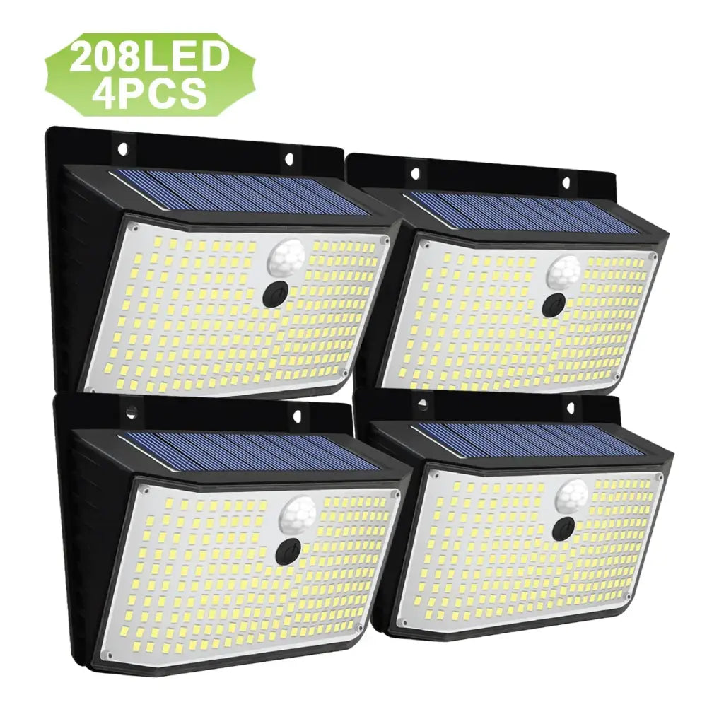 Black 208 led solar outdoor motion sensor waterproof garden lights