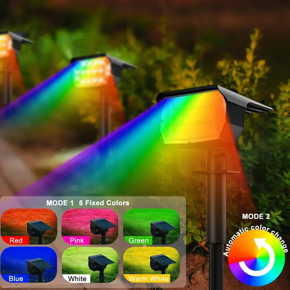 Black 20leds rgb solar landscape spotlights garden wall lamp