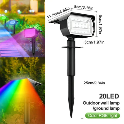 Black 20leds rgb solar landscape spotlights garden wall lamp