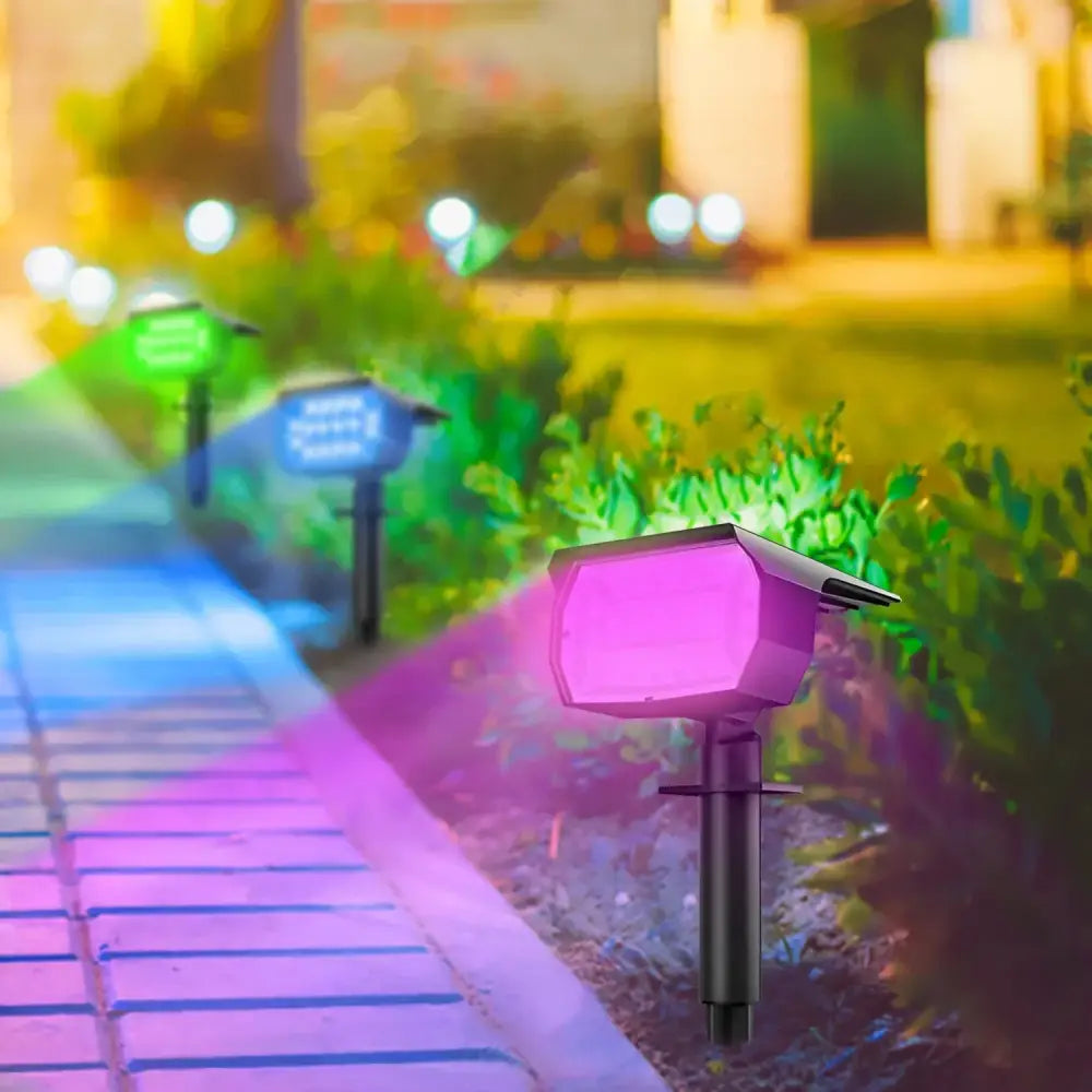 Black 20leds rgb solar landscape spotlights garden wall lamp