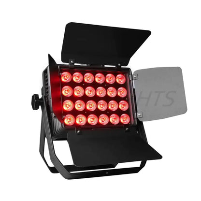 Black 24x18w rgbwa uv led wall wash with barn doors for living room