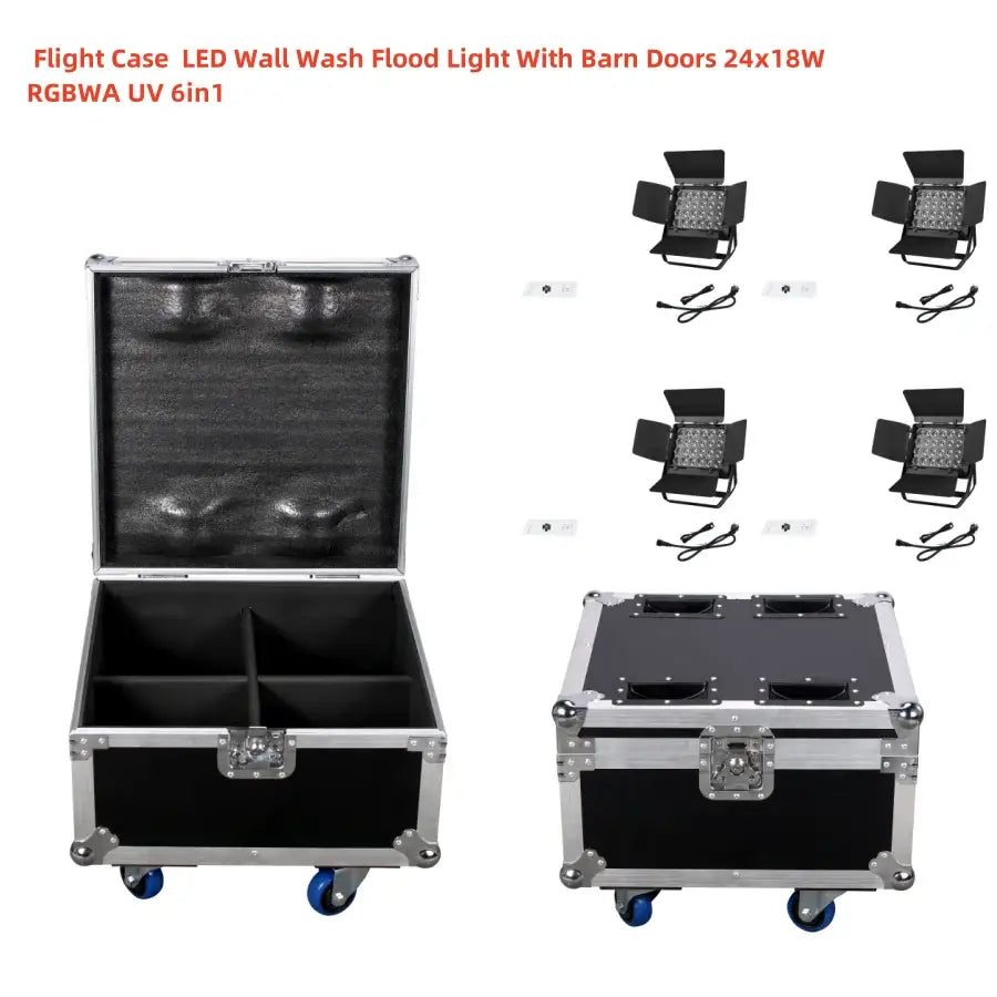 Black 24x18w rgbwa uv led wall wash with barn doors for living room