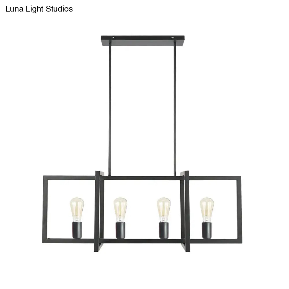DecorBites™ Black 4-Head Industrial Metal Pendant Light for Living Room