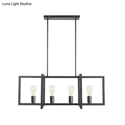 DecorBites™ Black 4-Head Industrial Metal Pendant Light for Living Room