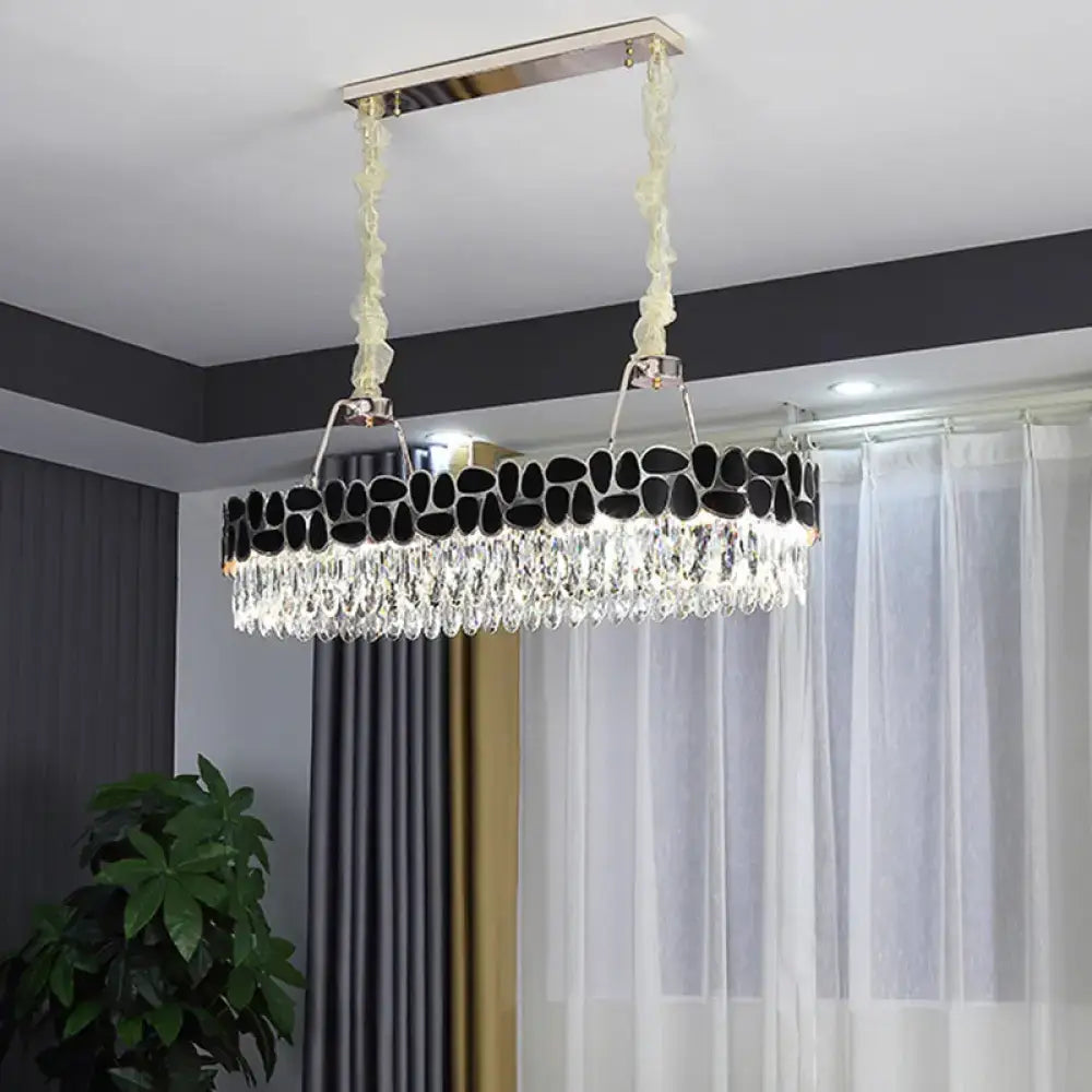 Elegant chrome and black finish crystal chandelier dining room light