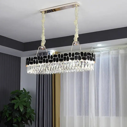 Elegant chrome and black finish crystal chandelier dining room light