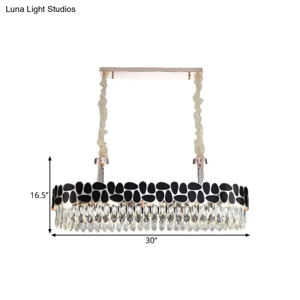 Elegant chrome and black finish crystal chandelier dining room light