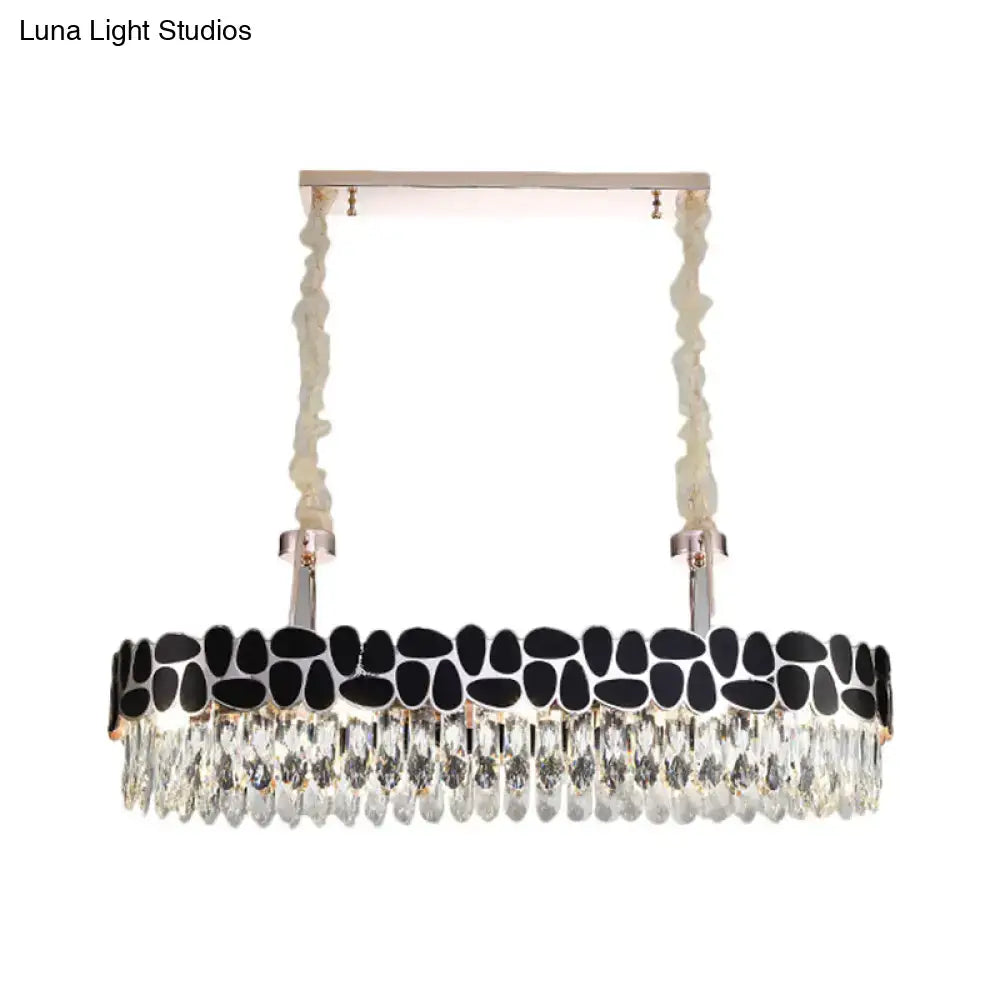 Elegant chrome and black finish crystal chandelier dining room light