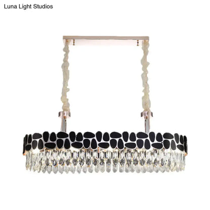 Elegant chrome and black finish crystal chandelier dining room light