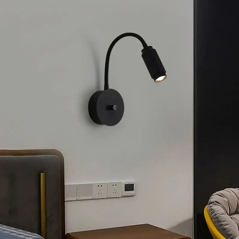 Black adjustable angle led wall lamp bedroom focusable light