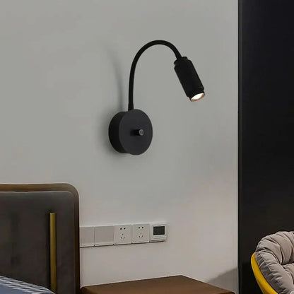 Black adjustable angle led wall lamp bedroom focusable light