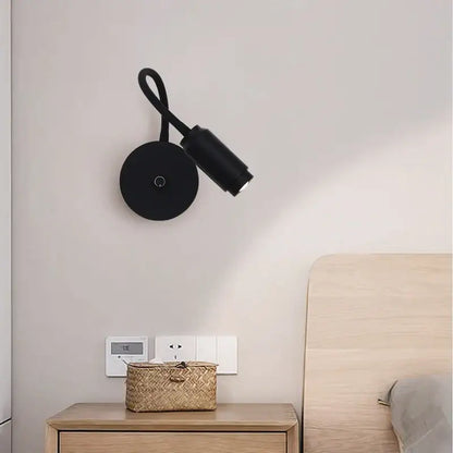 Black adjustable angle led wall lamp bedroom focusable light