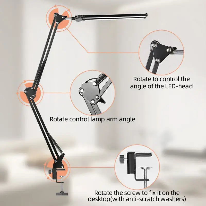 Black adjustable double head led usb table lamp – office desk light