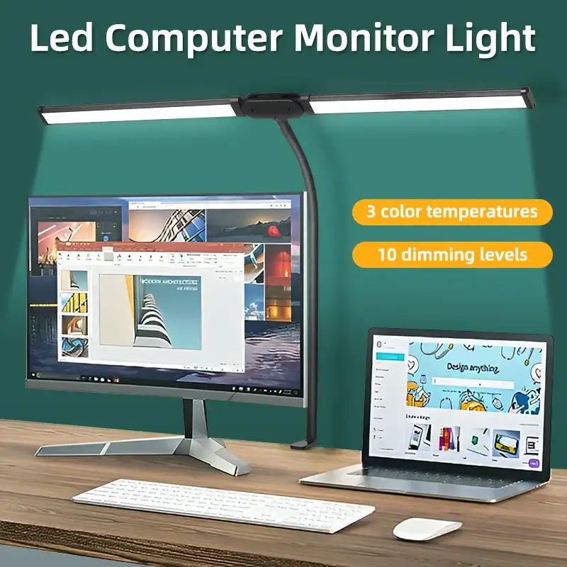 Black adjustable double head led usb table lamp – office desk light
