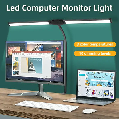 Black adjustable double head led usb table lamp – office desk light