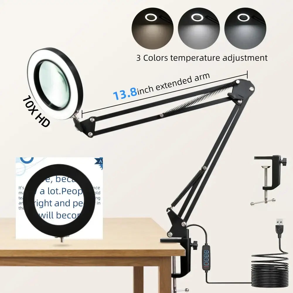 Black adjustable double head led usb table lamp – office desk light