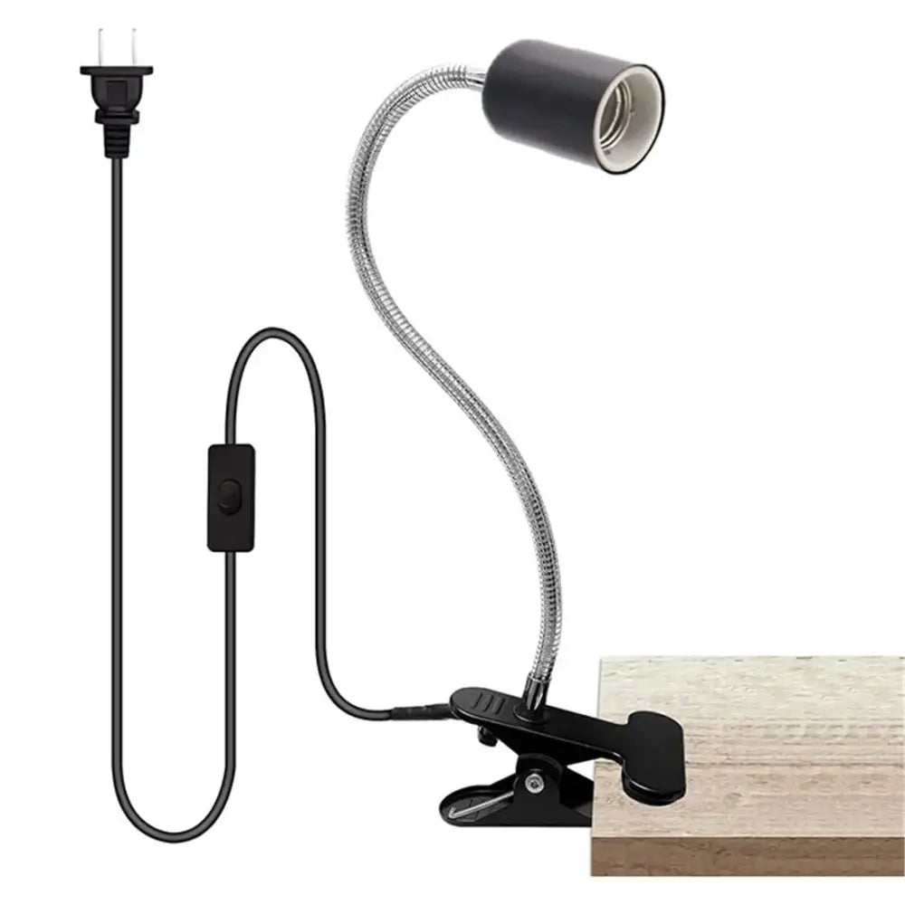 Black adjustable gooseneck clip lamp holder bedroom desk light
