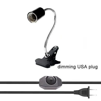 Black adjustable gooseneck clip lamp holder bedroom desk light