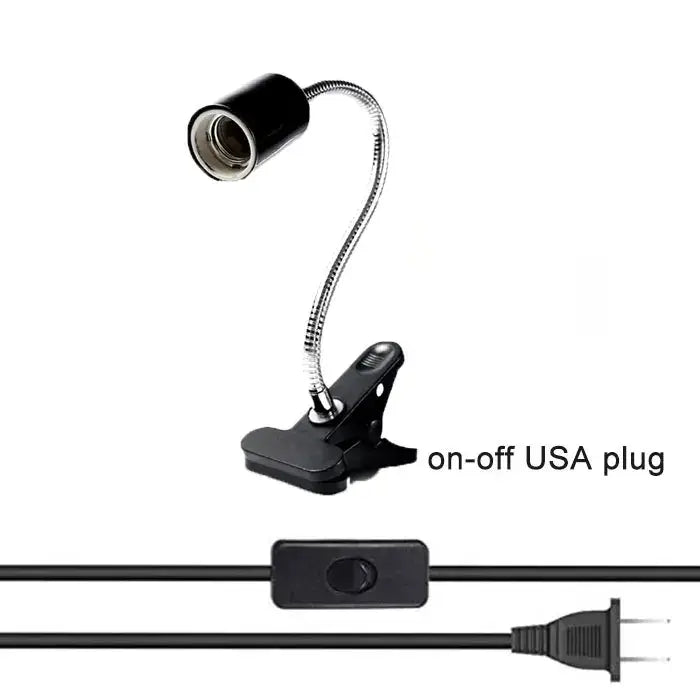 Black adjustable gooseneck clip lamp holder bedroom desk light