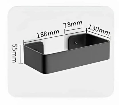 Black aluminum corner double tier shelf bathroom storage rack