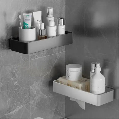 Black aluminum corner double tier shelf bathroom storage rack